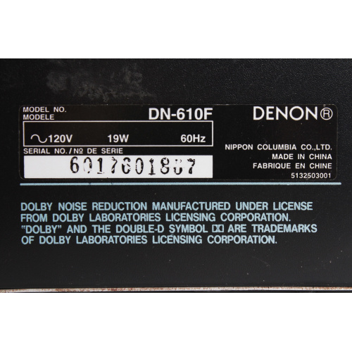 Denon DN-610F CD/Cassette Player label