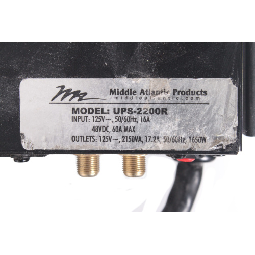 Middle Atlantic UPS-2200R Uninterrupted Power Supply label