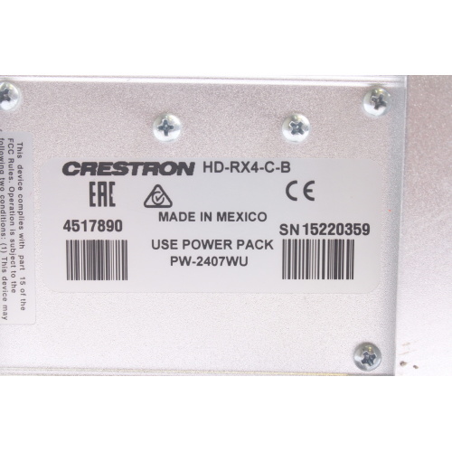 Crestron HD-RX4-C-B HDMI Extender label
