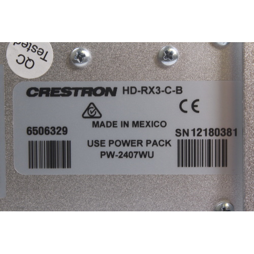 Crestron HD-RX3-C-B Shielded Twisted Pair HDMI receiver w/ PSU and HDMI cable label