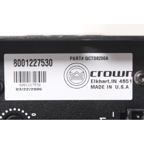 Crown Audio CTs 8200 - Eight Channel Power Amplifier - 160W per Channel label
