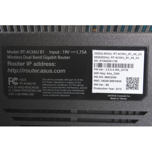 Asus RT-AC66U B1 Wireless Dual Band Gigabit Router label