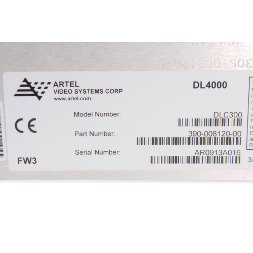 Artel Video Systems DLC300 for DL4000 Chasis label