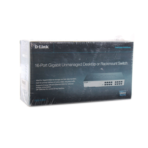 D-Link DGS-1016D Ethernet Switch 16 Port Gigabit Unmanaged Fanless Network Hub - Desktop or Rack Mountable (Mint in Original Box) main