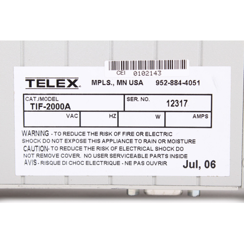 RTS tif-2000a Single Line Telephone Interface label