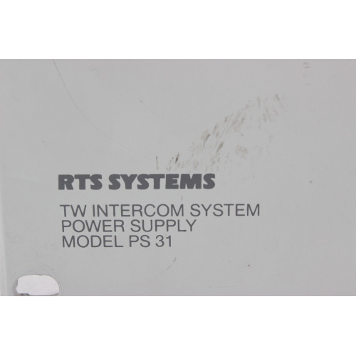 RTS Systems Model PS-31 TW Intercom System Power Supply label