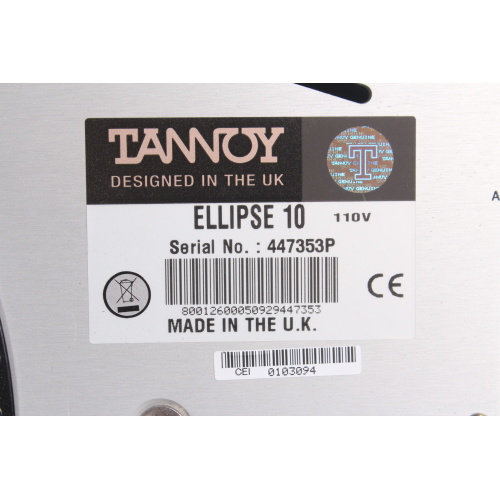 Tannoy Ellipse 10 Active Studio Monitor label
