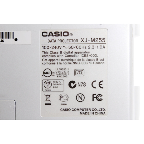 Casio Data Projector XJ-M255 (FOR PARTS) label