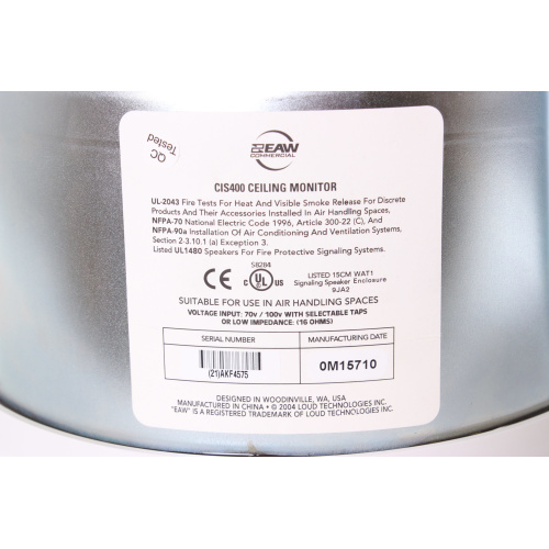 Pair EAW CIS400 Ceiling-Mounted Two-Way Speakers in Original Box w/ Mounting Hardware label