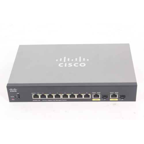 Cisco SG350-10P 10-Port Gigabit PoE Managed Switch - In Original Box front1