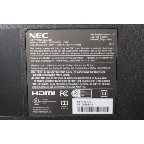 NEC E327 32'' Display LED Monitor (New) label