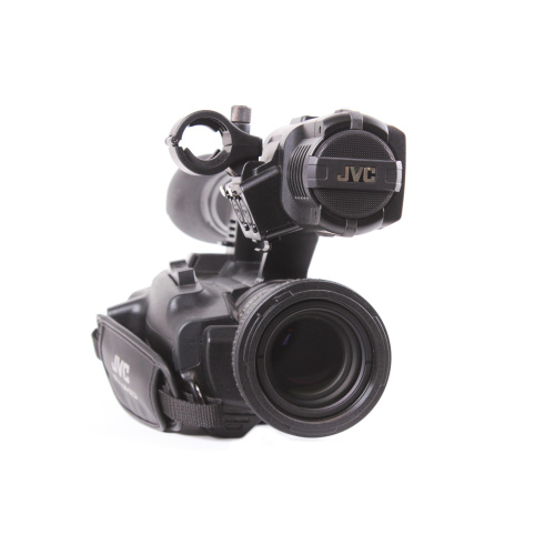 JVC GY-HM600U HD Memory Card Camera and Fujinon 23x Optical Zoom Lens w/ PSU & Battery & External Shotgun Mic w/ Windscreen front1