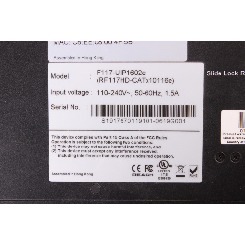 Raloy RF117HD-CATx10116e 1U 17" HD (1080p) LED Rack Console - with Integrated Cat6 KVM Switch label