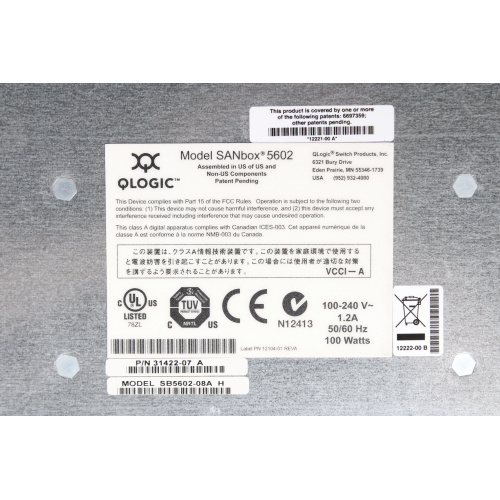 Qlogic SANbox 5602 16-Port 4GB Fabric Switch w/ Transceivers label