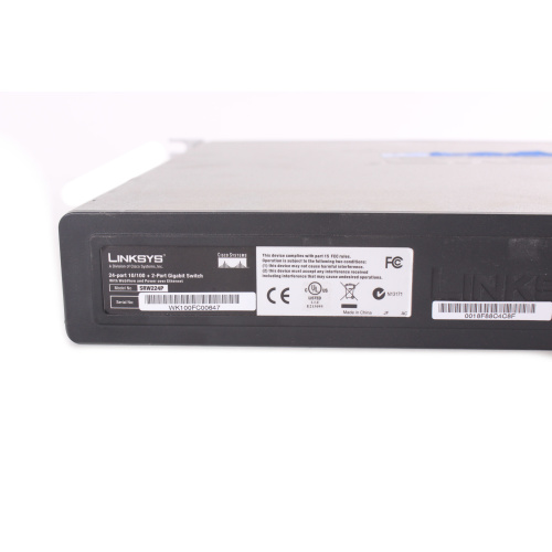 Linksys to Cisco SRW224P 24-Port 10/100 + 2-Port Gigabit Switch w/ WebView and PoE label