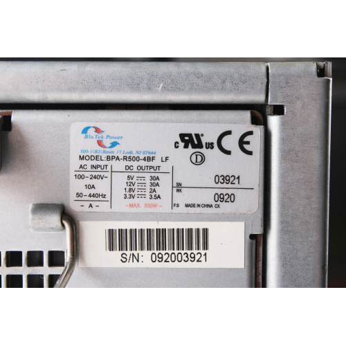Nexsan SATABoy w/ 2 500W BluTek BPA-R500-4BF Power Supplies and (2) Issue C SATABeast Controllers label