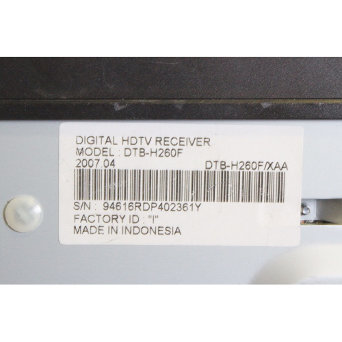 Samsung DTB-H260F Digital HDTV Receiver label