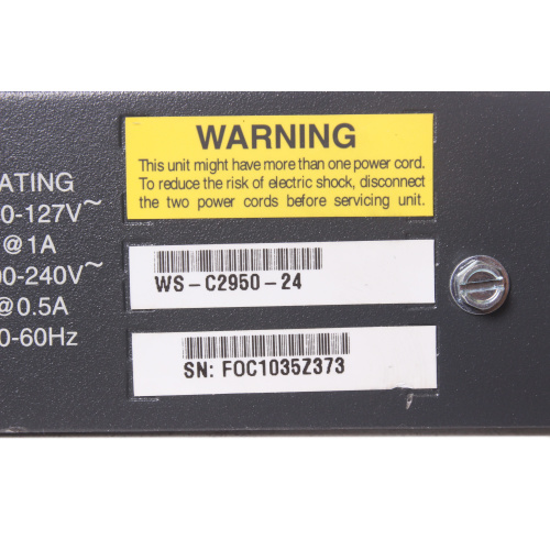 Cisco Catalyst WS-C2950-24 10Base-T/100Base-TX 24-Port Ethernet Switch label