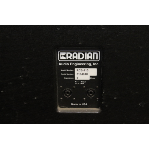 Radian RCS-115 15" Subwoofer label
