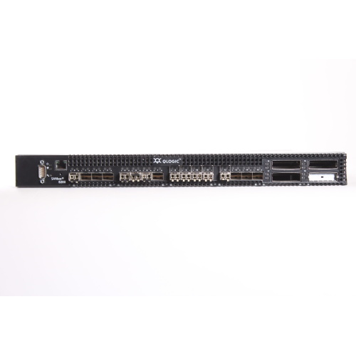 Qlogic SANbox 5202 16-Port Full Fabric 2GB Switch w/ Transceivers (Stuck In Front of Unit) front2