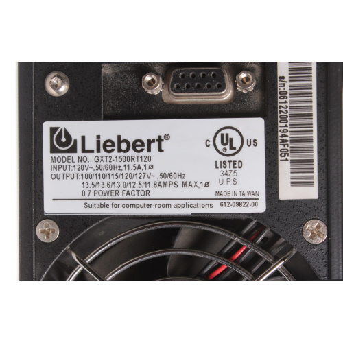 Liebert GXT2-1500RT120 Online (Battery Replacement Needed) label