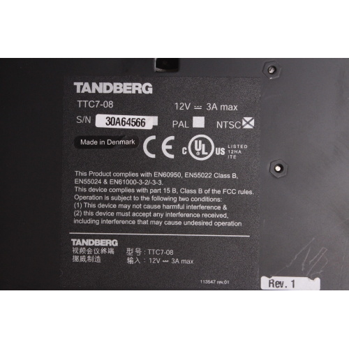 Cisco Tandberg TTC7-08 Video Conference System (NO POWER SUPPLY OR REMOTE OR CABLES) label