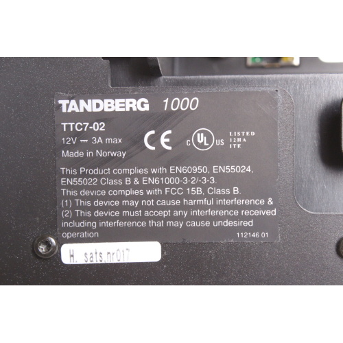Cisco Tandberg TTC7-08 Video Conference System (NO POWER SUPPLY OR REMOTE OR CABLES) label