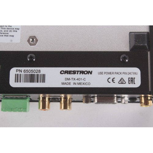 Crestron DM-TX-401-C Digital Media Transmitter (NO POWER SUPPLY) label