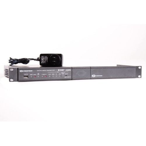 Crestron DM-TX-401-C Digital Media Transmitter w/ Crestron ST-RMK Rack Mount Hardware for 1RU Half-Width Devices & Power Supply & IR Cable front1