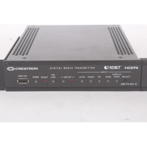 Crestron DM-TX-401-C Digital Media Transmitter w/ Crestron ST-RMK Rack Mount Hardware for 1RU Half-Width Devices & Power Supply front2