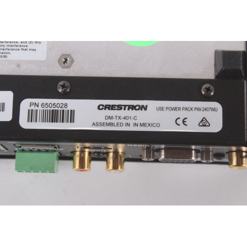 Crestron DM-TX-401-C Digital Media Transmitter w/ Crestron ST-RMK Rack Mount Hardware for 1RU Half-Width Devices & Power Supply back