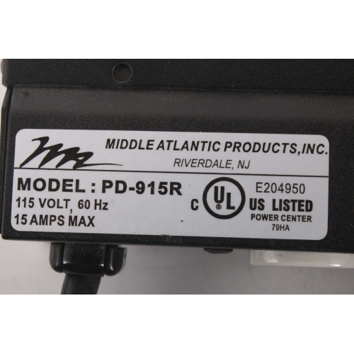 Middle Atlantic PD-915R 19" Rackmount Power Strip 9 Outlets 120V label