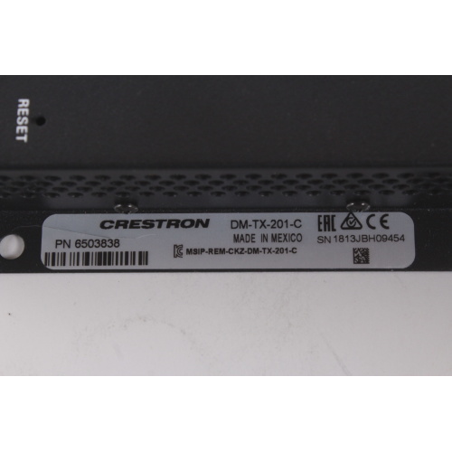 Crestron DM-TX-201-C DigitalMedia 8G Transmitter over CAT6 HDBaseT w/ Power Supply label