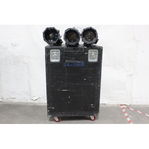 3 ETC Source Four 750W Ellipsoidal Lights w 15-30 Degree Lenses and Stage Pin Connectors in Wheeled Hard Case Holds 6 Lights - 1