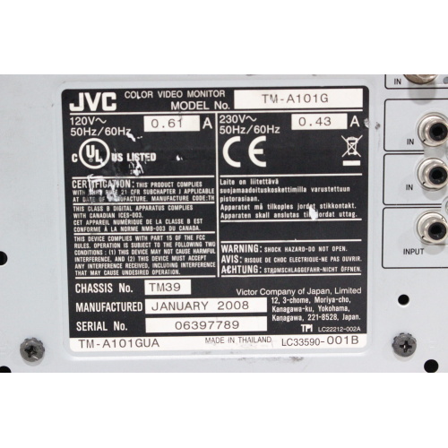 JVC TM-A101G 10 CRT Professional Color Video Monitor - 5