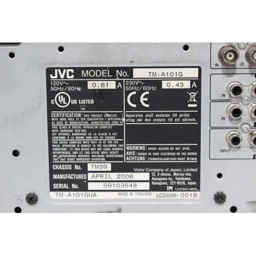 JVC TM-A101G 10 CRT Professional Color Video Monitor - 6